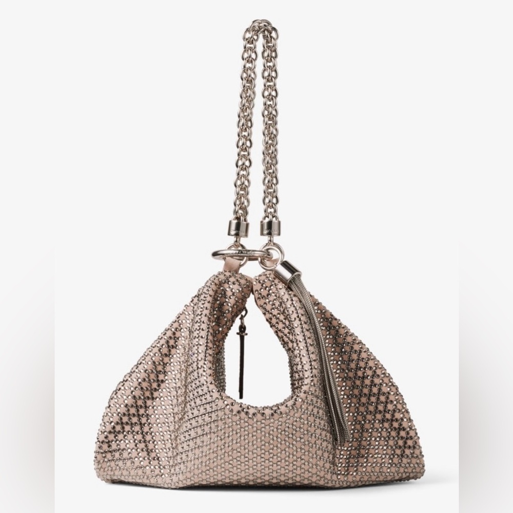 JIMMY CHOO - Authentic Handbag. Ballet Pink, Diamond Motif, Crystal on Suede.